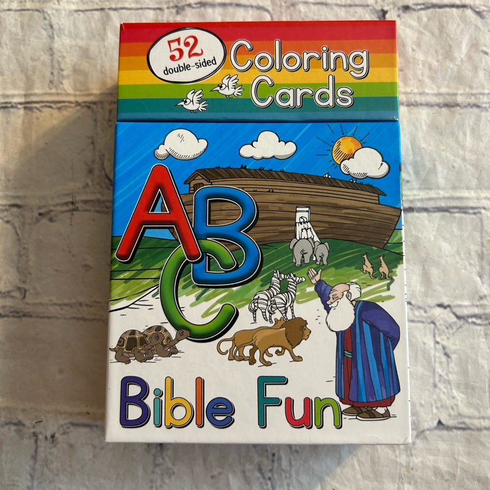 CHRISTIAN ART KIDS (2018) 52 DOUBLE-SIDED COLORING CARDS ABC BIBLE FUN IN BOX